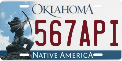 OK license plate 567API