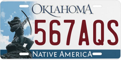 OK license plate 567AQS