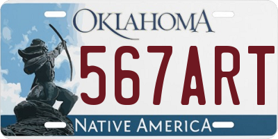 OK license plate 567ART