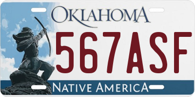 OK license plate 567ASF