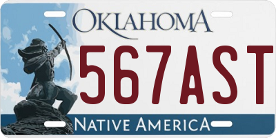 OK license plate 567AST