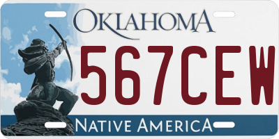 OK license plate 567CEW