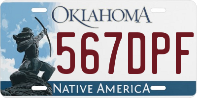 OK license plate 567DPF