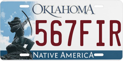 OK license plate 567FIR