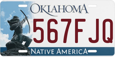 OK license plate 567FJQ