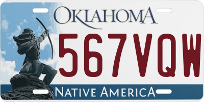 OK license plate 567VQW