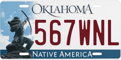 OK license plate 567WNL