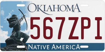 OK license plate 567ZPI