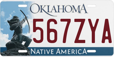 OK license plate 567ZYA