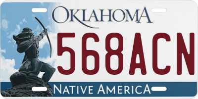 OK license plate 568ACN