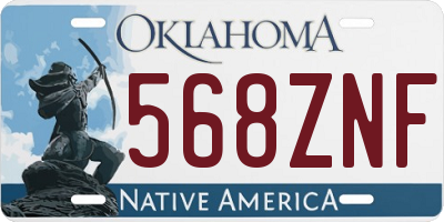 OK license plate 568ZNF