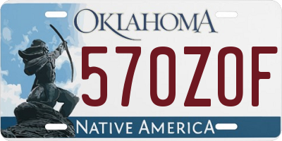 OK license plate 570ZOF