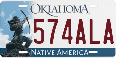 OK license plate 574ALA