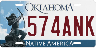 OK license plate 574ANK
