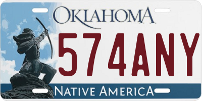 OK license plate 574ANY