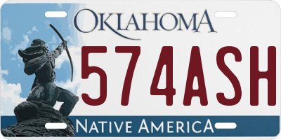 OK license plate 574ASH
