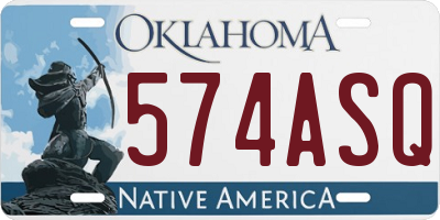 OK license plate 574ASQ