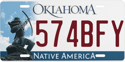 OK license plate 574BFY