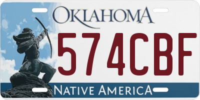 OK license plate 574CBF