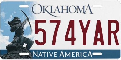 OK license plate 574YAR