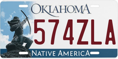 OK license plate 574ZLA