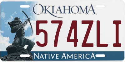 OK license plate 574ZLI