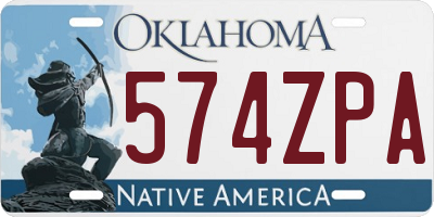 OK license plate 574ZPA