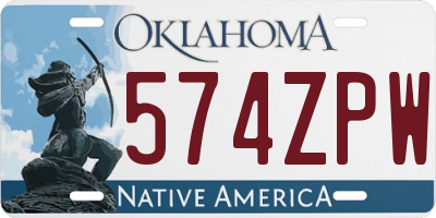 OK license plate 574ZPW