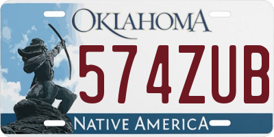 OK license plate 574ZUB