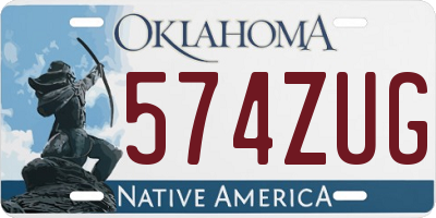 OK license plate 574ZUG