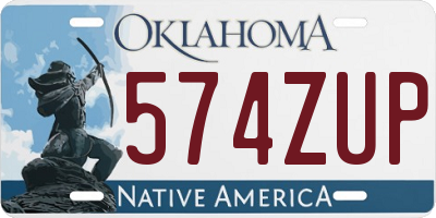 OK license plate 574ZUP