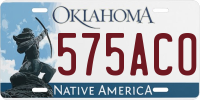 OK license plate 575ACO