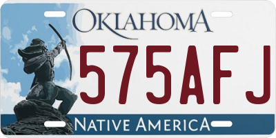 OK license plate 575AFJ