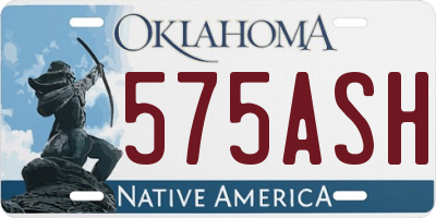 OK license plate 575ASH