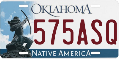 OK license plate 575ASQ