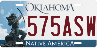 OK license plate 575ASW