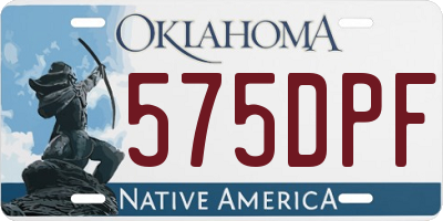 OK license plate 575DPF