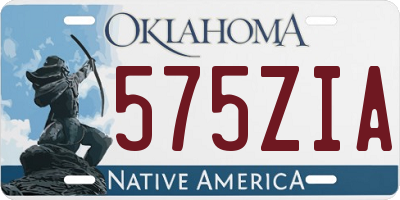 OK license plate 575ZIA