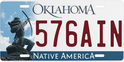 OK license plate 576AIN