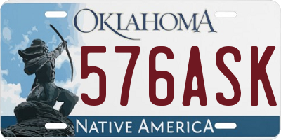 OK license plate 576ASK