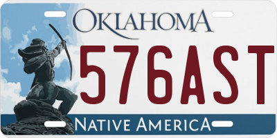OK license plate 576AST
