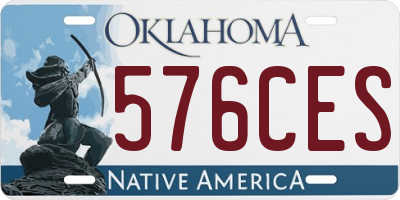 OK license plate 576CES