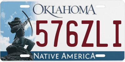 OK license plate 576ZLI