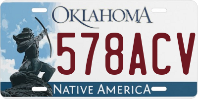 OK license plate 578ACV