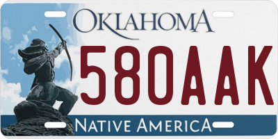 OK license plate 580AAK