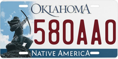 OK license plate 580AAO