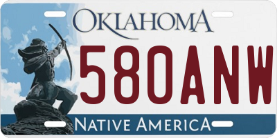 OK license plate 580ANW