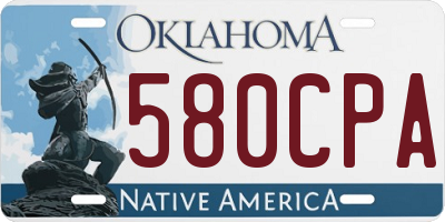 OK license plate 580CPA