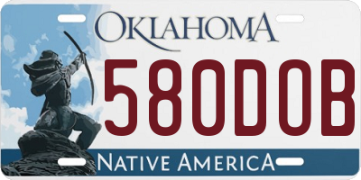 OK license plate 580DOB