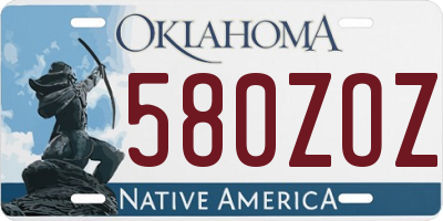 OK license plate 580ZOZ